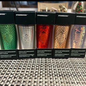 Set of 5 different Starbucks Cold cup ornament keychains
